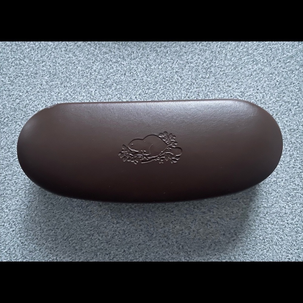Roots Canada Brown Leather Sunglass/Eyeglass Clam Case